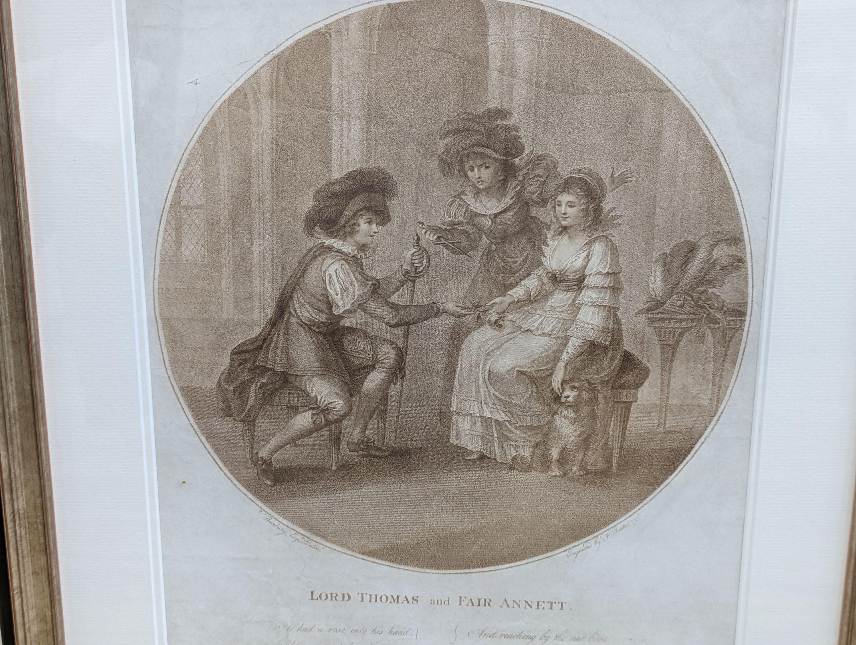 Bartolozzi after Bunbury, pair of engravings, Lord Thomas and Fair Annett and Lady Ann Bothwells Lament, 37 x 31cm and a similar oval print